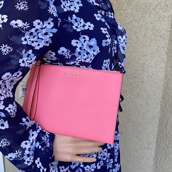 MK Jet Set Travel XL Zip Clutch Wristlet Grapefrui - Picture 4 of 15